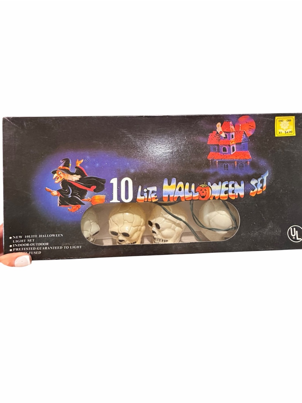 VTG 70-80’s Halloween 10 Skull Light String Decorative